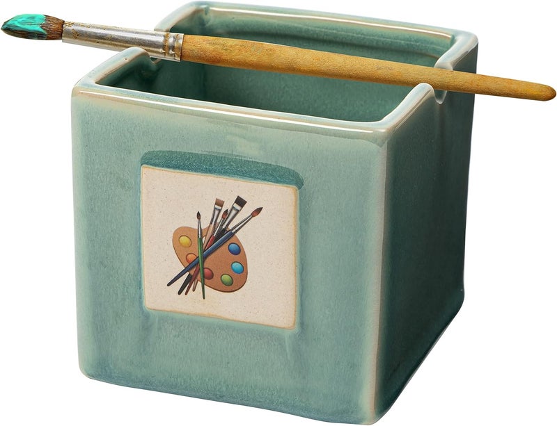 Gute Painters Artist Cup, Paint Brush Holder & Cleaner 3.5" H 3" W - Gift Paint Mixing Cup, Elegant Painting Cup Supplies, Vibrant Cup Arts & Crafts Supplies for Home (Green) - Image 1